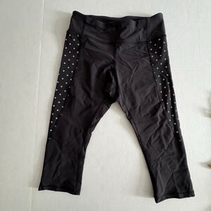 Women's Lululemon Tight stuff sequin dot crop leggings black silver size 6
